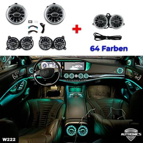 Mercedes-Benz S-Coupe (C217) - Beleuchtete Luftdüsen Turbinen Düsen Set Vorne Hinten (64 Farben) Ambiente 01