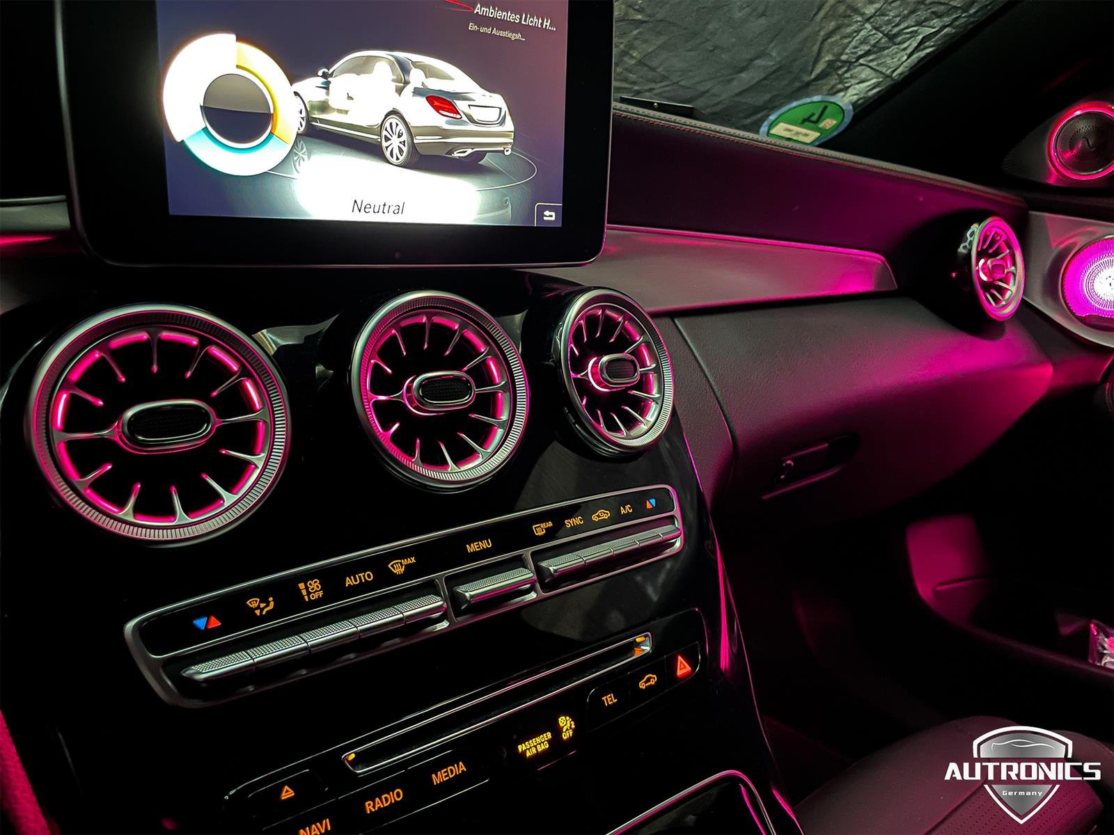 Ambientebeleuchtung 3 in 1 Set Ambiente C / GLC Klasse Paket LED Innenraum  passend für Mercedes-Benz 64 Farben W205 X253 (2014-2023)