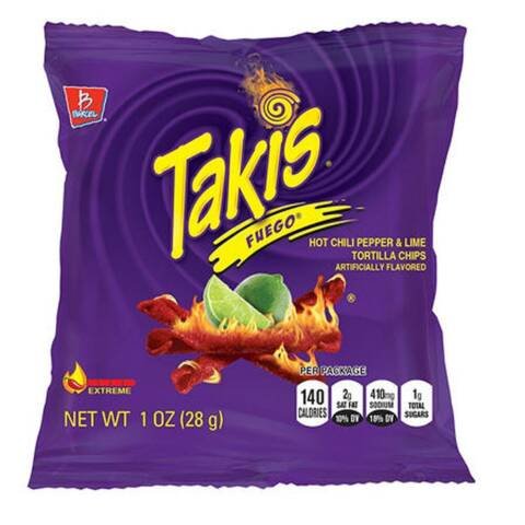 Takis Fuego Feurig würzige Hot Chilli Pepper Lime Chips, 28g, 1 Packung