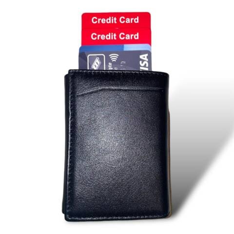 Portmonee Geldbeutel Wallet Qualität Leder Schwarz Kreditkartenfächer Geldscheinfach 02