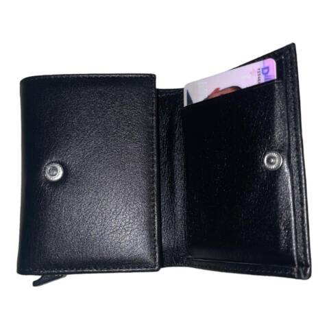 Portmonee Geldbeutel Wallet Qualität Leder Schwarz Kreditkartenfächer Geldscheinfach 03