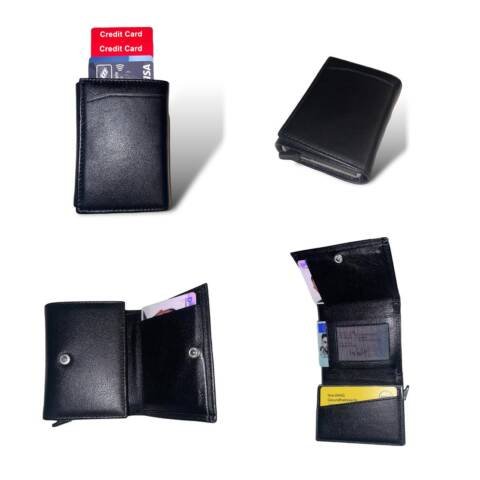 Portmonee Geldbeutel Wallet Qualität Leder Schwarz Kreditkartenfächer Geldscheinfach TITEL 01